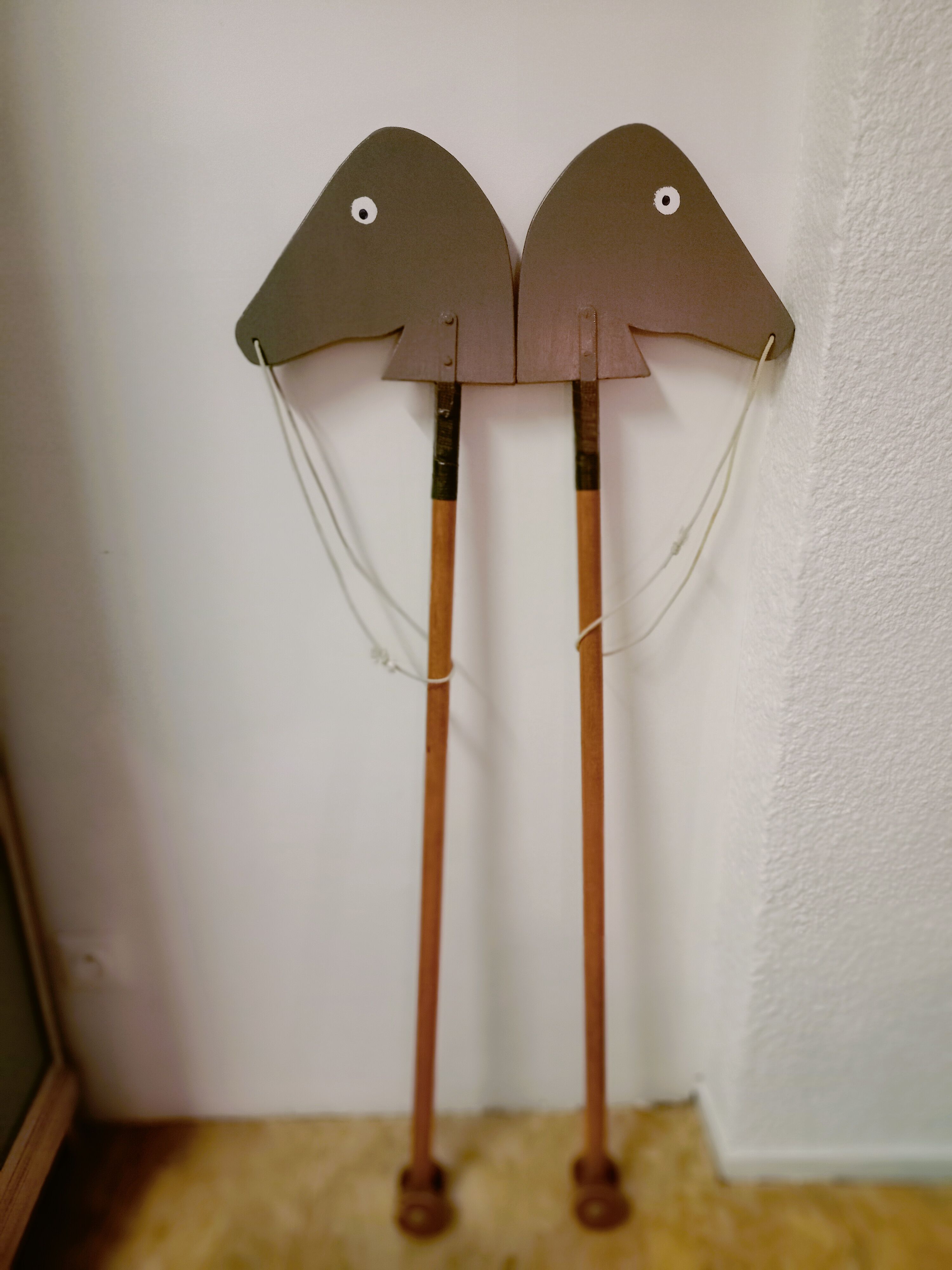 Wooden horses stick on wheels