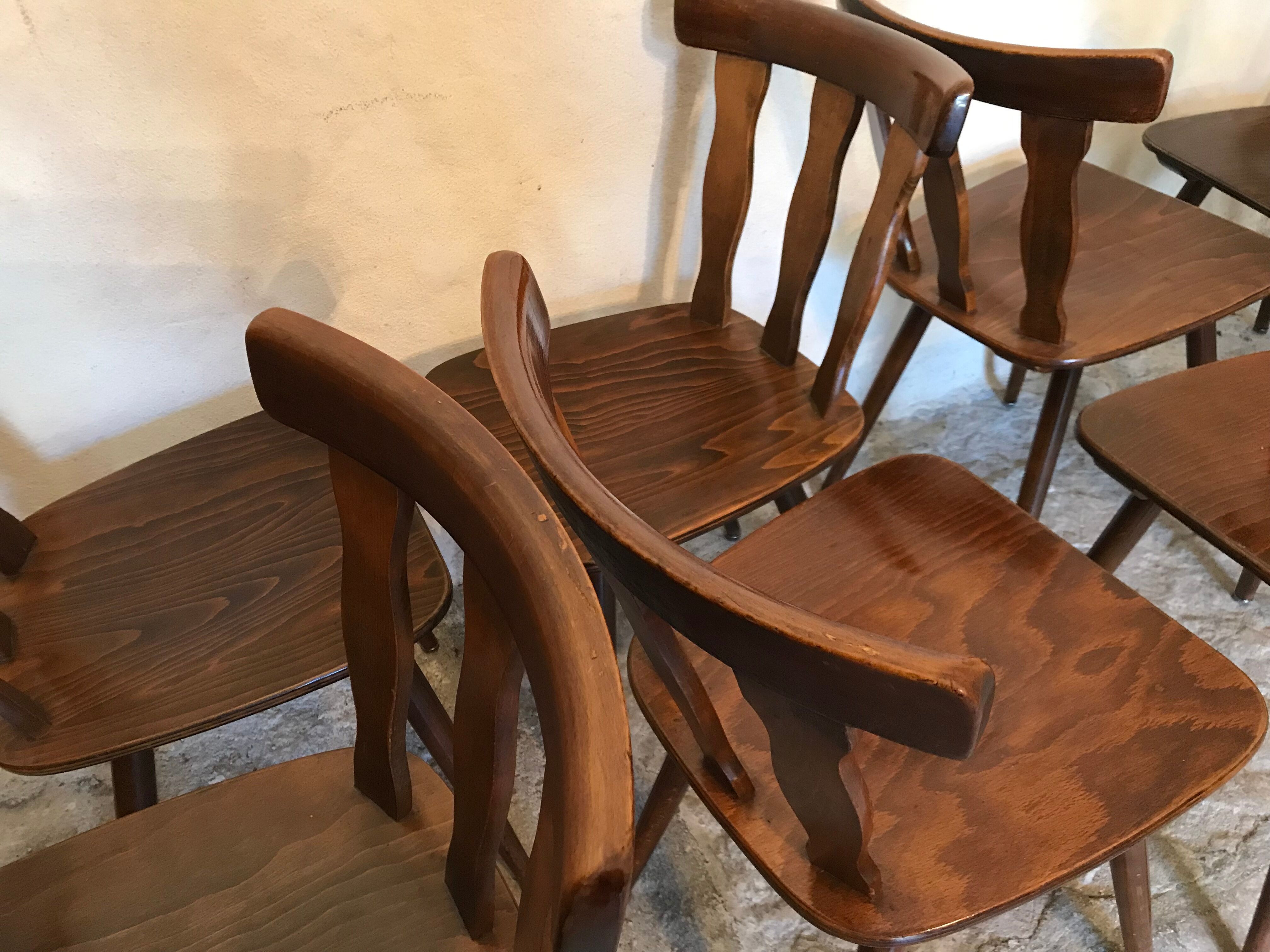 Set of 8 vintage brasserie chairs