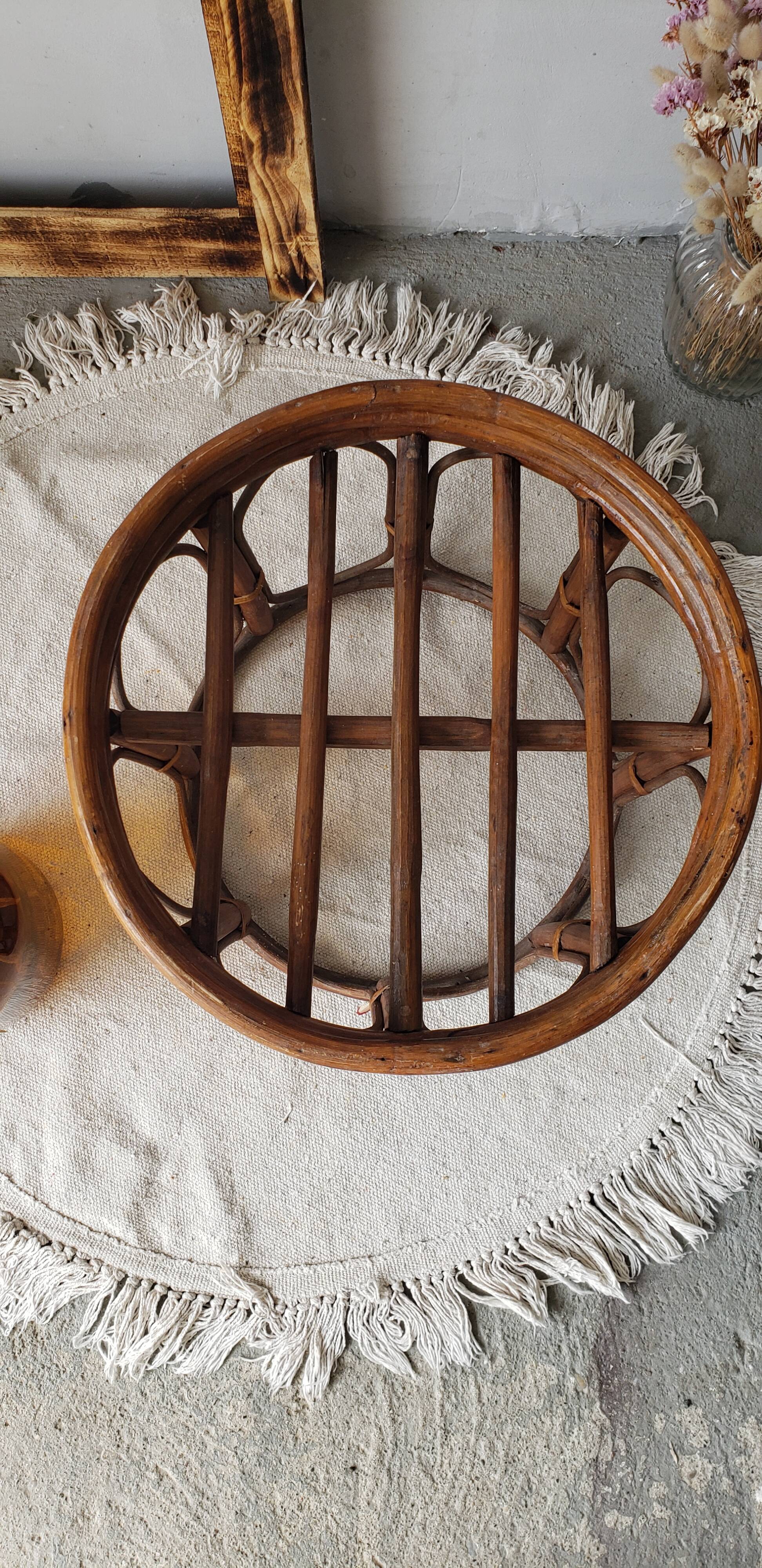 Rattan stool ottoman