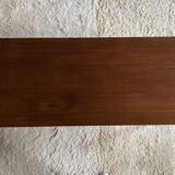Table basse design en métal chromé et teck 1970