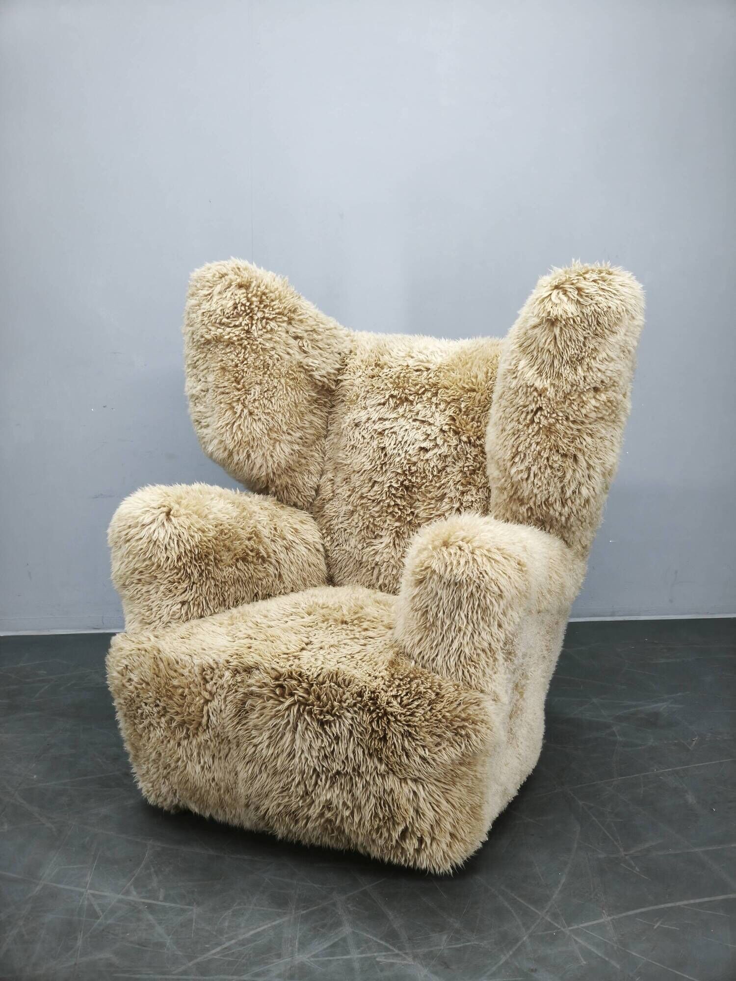 1930s Art Deco Wingback Armchair in Honey Skandilock Sheepskin