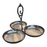 Silver-plated tripartite serving dish – Art Nouveau style – hallmark R*M 15