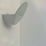 Pair of vintage wall lights, white metal and sandblasted glass, Italy 1970