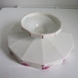 Compotier–Vintage serving plate-Cake dish–Dark pink red art deco patterns - octagonal shape