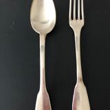 Silver metal spoon and fork nickelid 1868