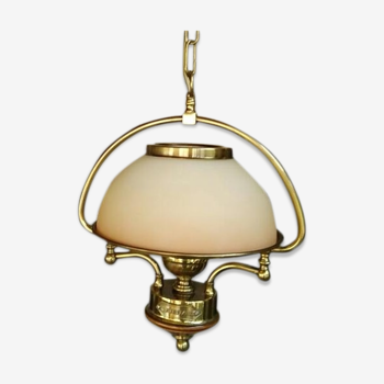 Brass wood marine suspension chandelier