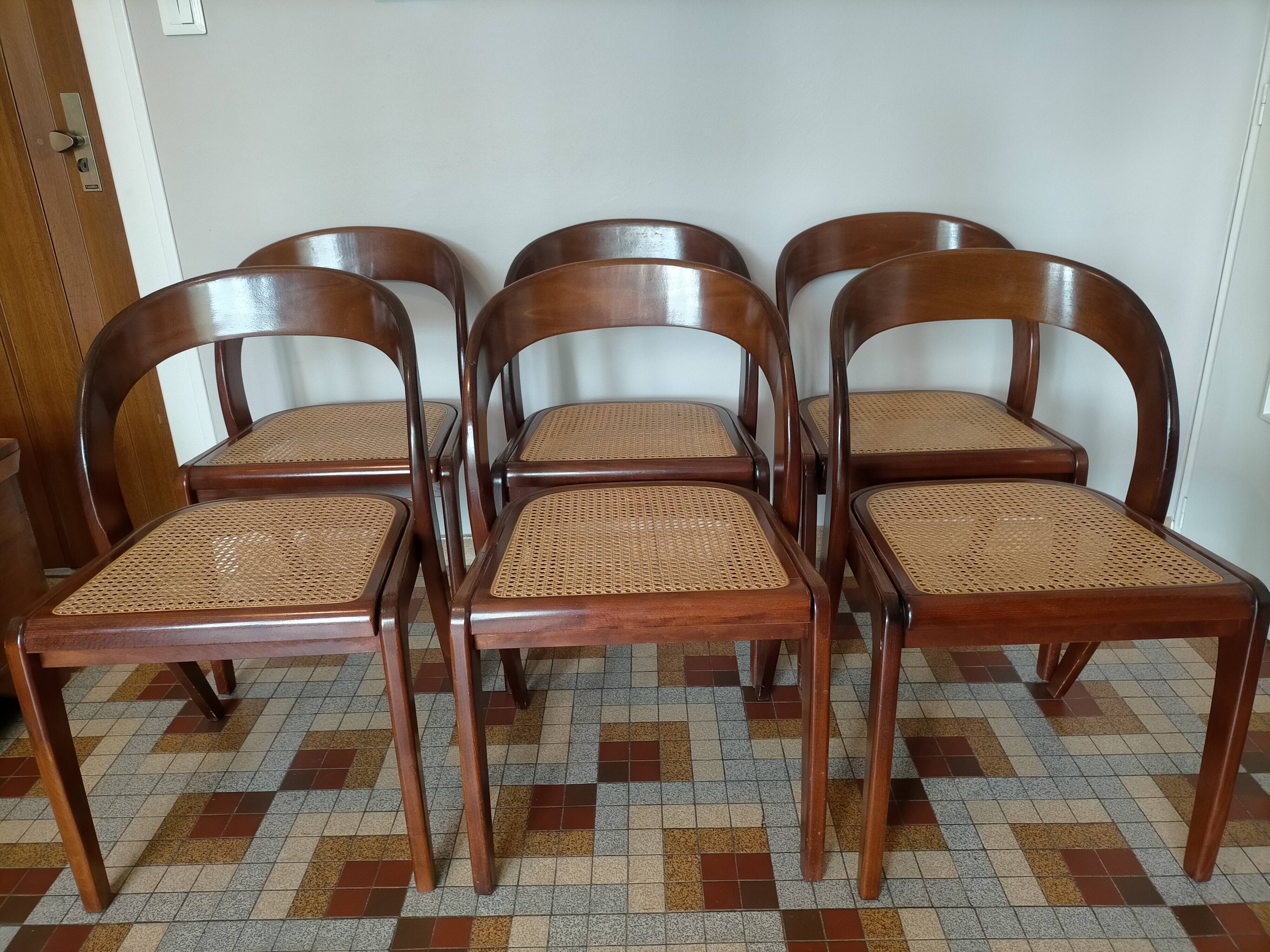 Baumann chairs model Scandinavian gondola wood and canning