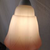 Mid-century white and pink glass suspension French vintage 1950