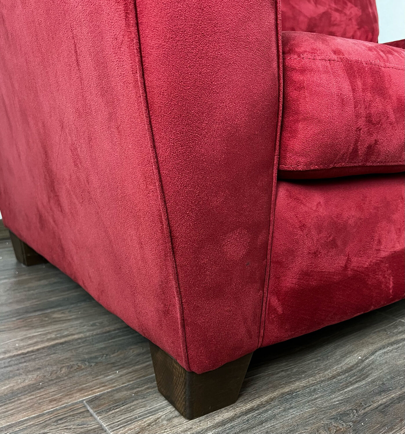 Vintage Red Velour Sofa, Ikea 1990s