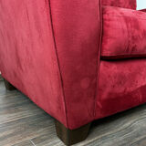 Vintage Red Velour Sofa, Ikea 1990s