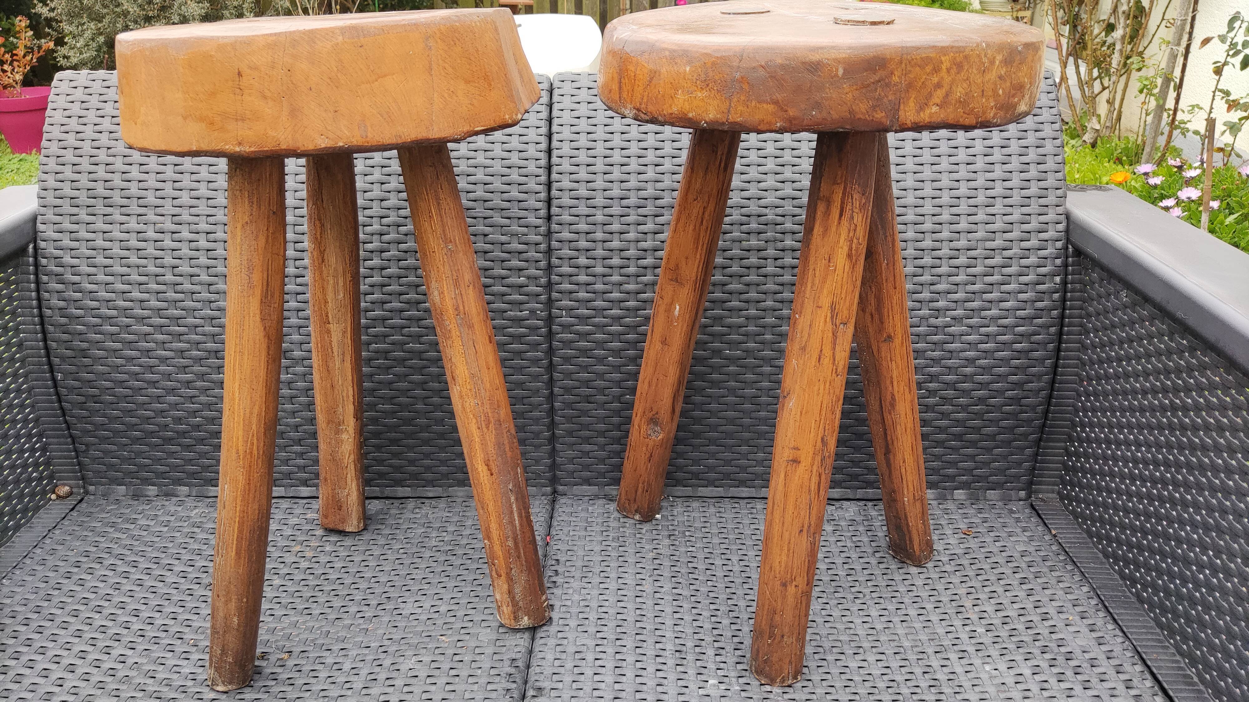 Rustic wood tripod stool