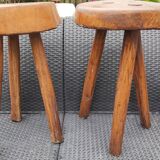 Tabouret trépied rustique bois
