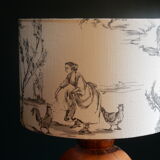 Round lampshade canvas of Jouy black and white