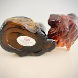 Vintage 70s collector's perfume bottle Lion Avon Black Suede