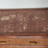 Commode osier et bambou poignées en laiton