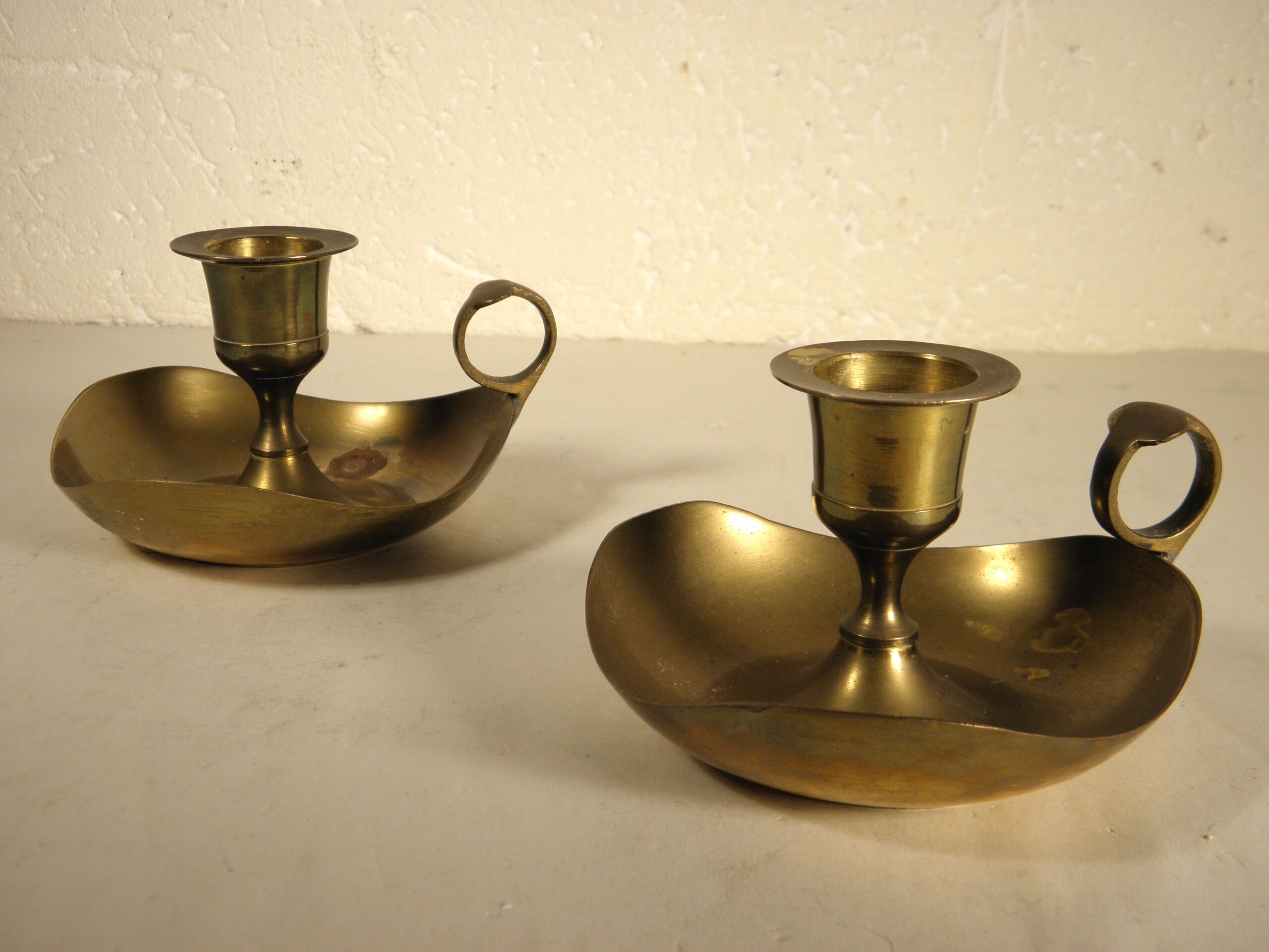 Pair of brass candle holders