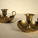 Pair of brass candle holders