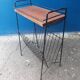 Door magazines side table steel file and wood vintage Scandinavian design
