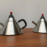 Postmodern Japanese kettle in stainless steel, set of 2