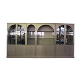 Showcases in lacquered wood, glass and brass  1970s, set of 4