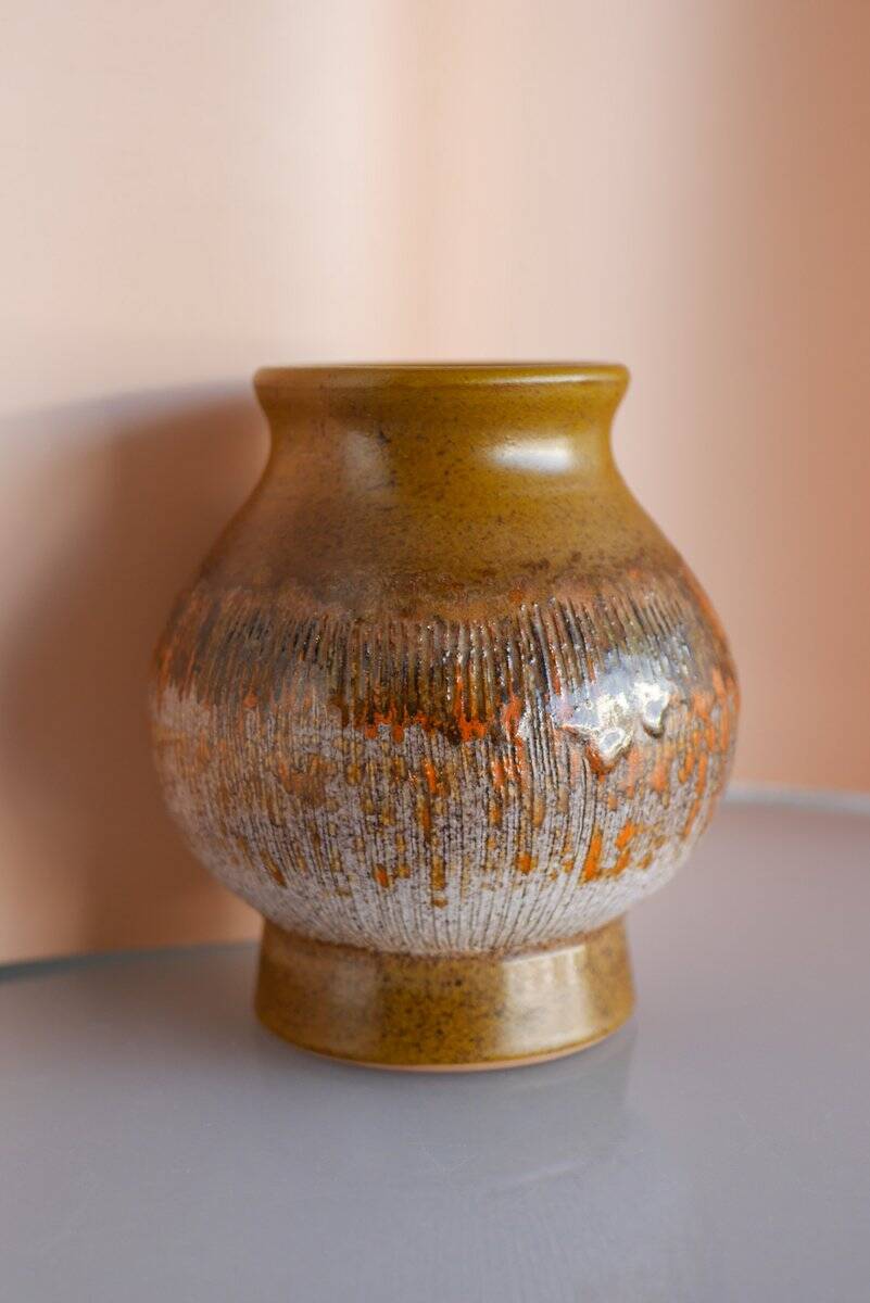 Mid-century Scandinavian modern art pottery vase in ceramic from Tilgmans, Sweden