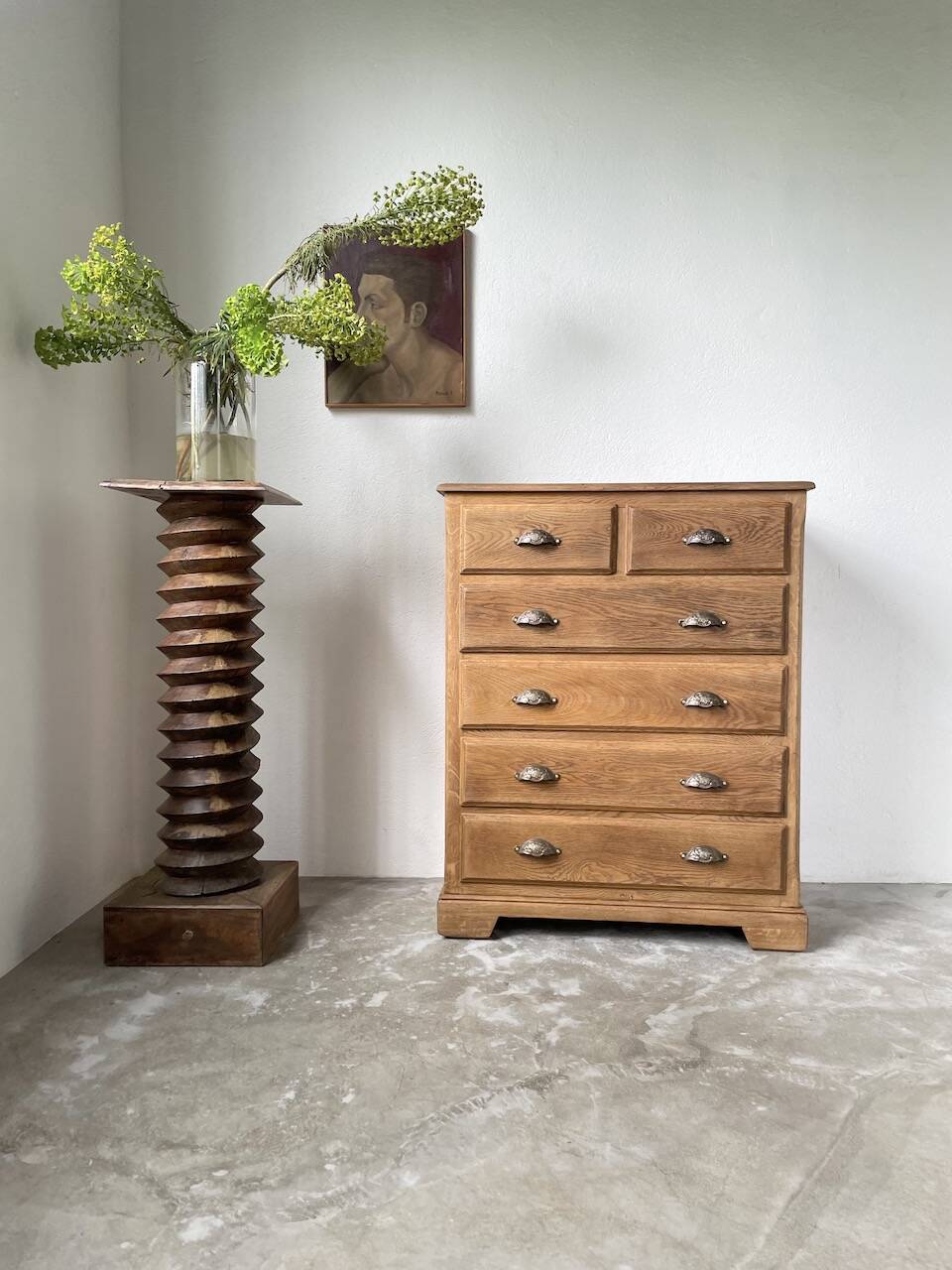 1950 oak chiffonier chest of drawers