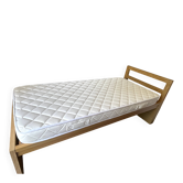 Lit simple 90x200 cm chêne massif, habitat (modèle adams) + matelas confort