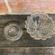 Antique glass candy dish, sugar bowl, footed, vintage molded glass