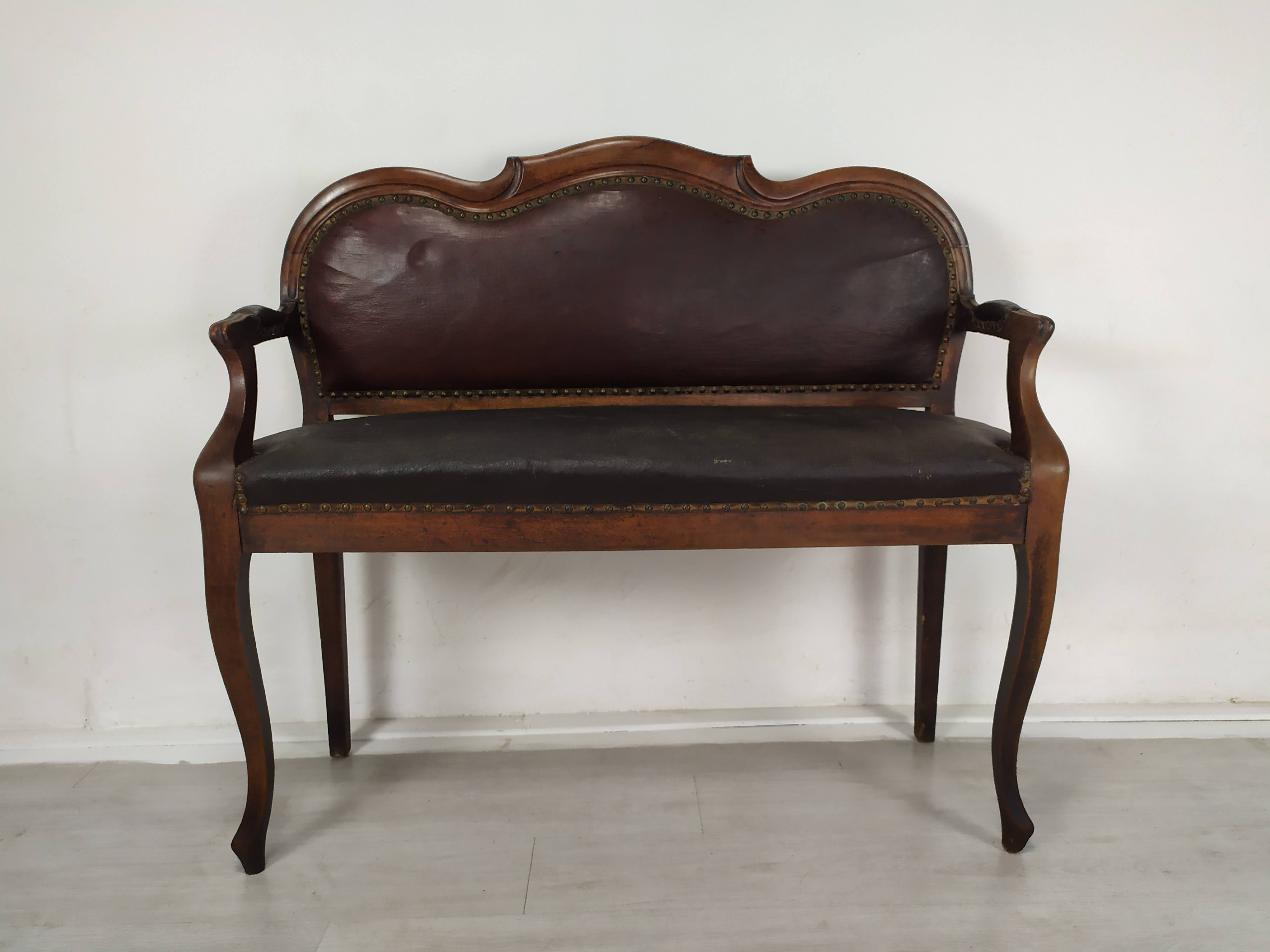 Leather bistro bench