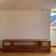 Vintage oak sideboard TV unit with raw finish and caning.