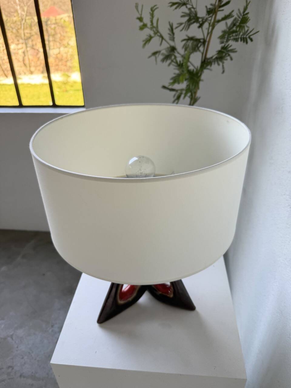 1950s ceramic table lamp, free form