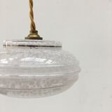 Pair of white clichy glass pendant lamps