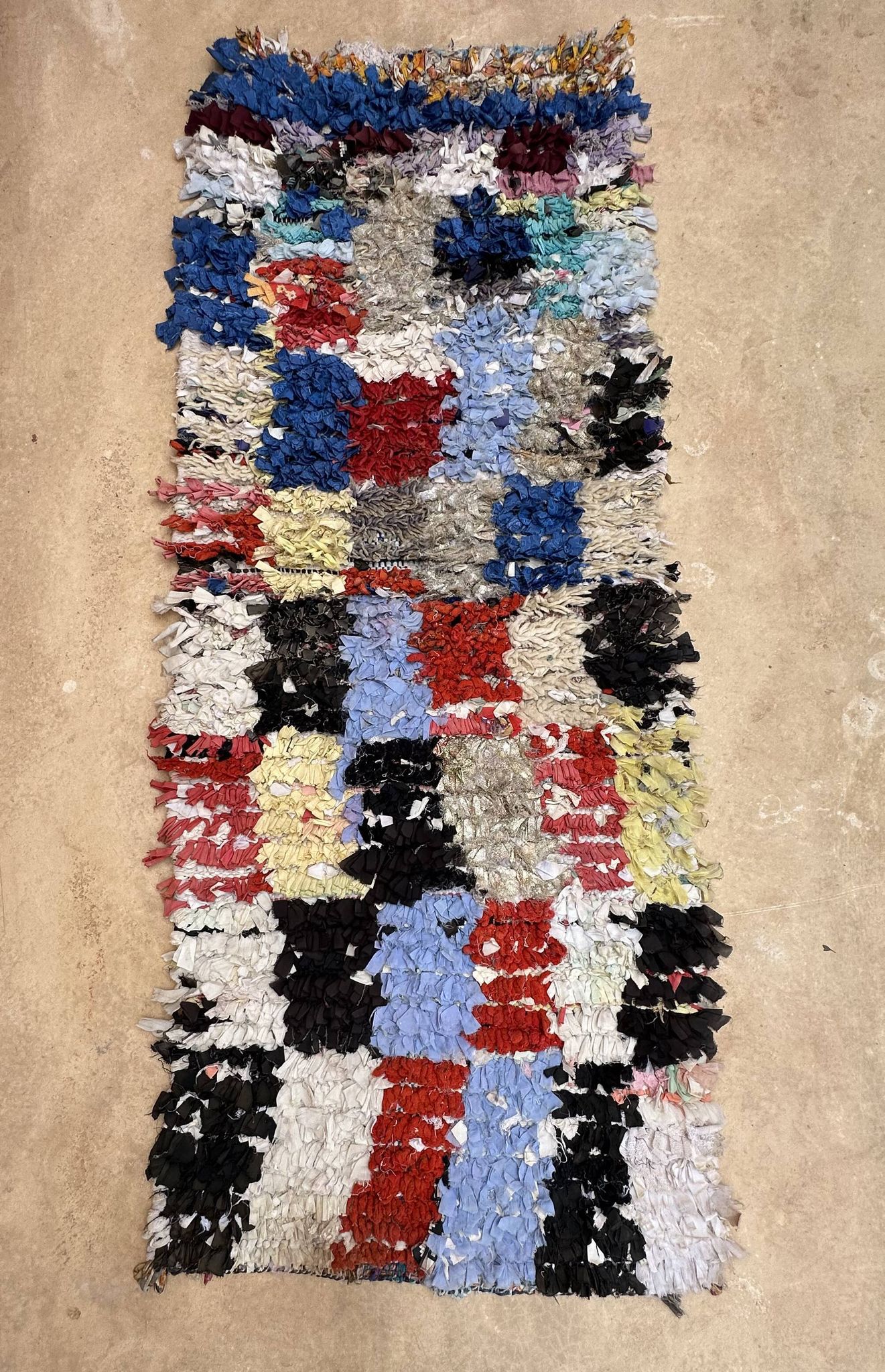 Tapis Boucherouite Berbère - 83 x 212