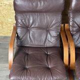 2x 60s 70s Easy Chair Leather Armchairs Westnofa Norway Mid Century