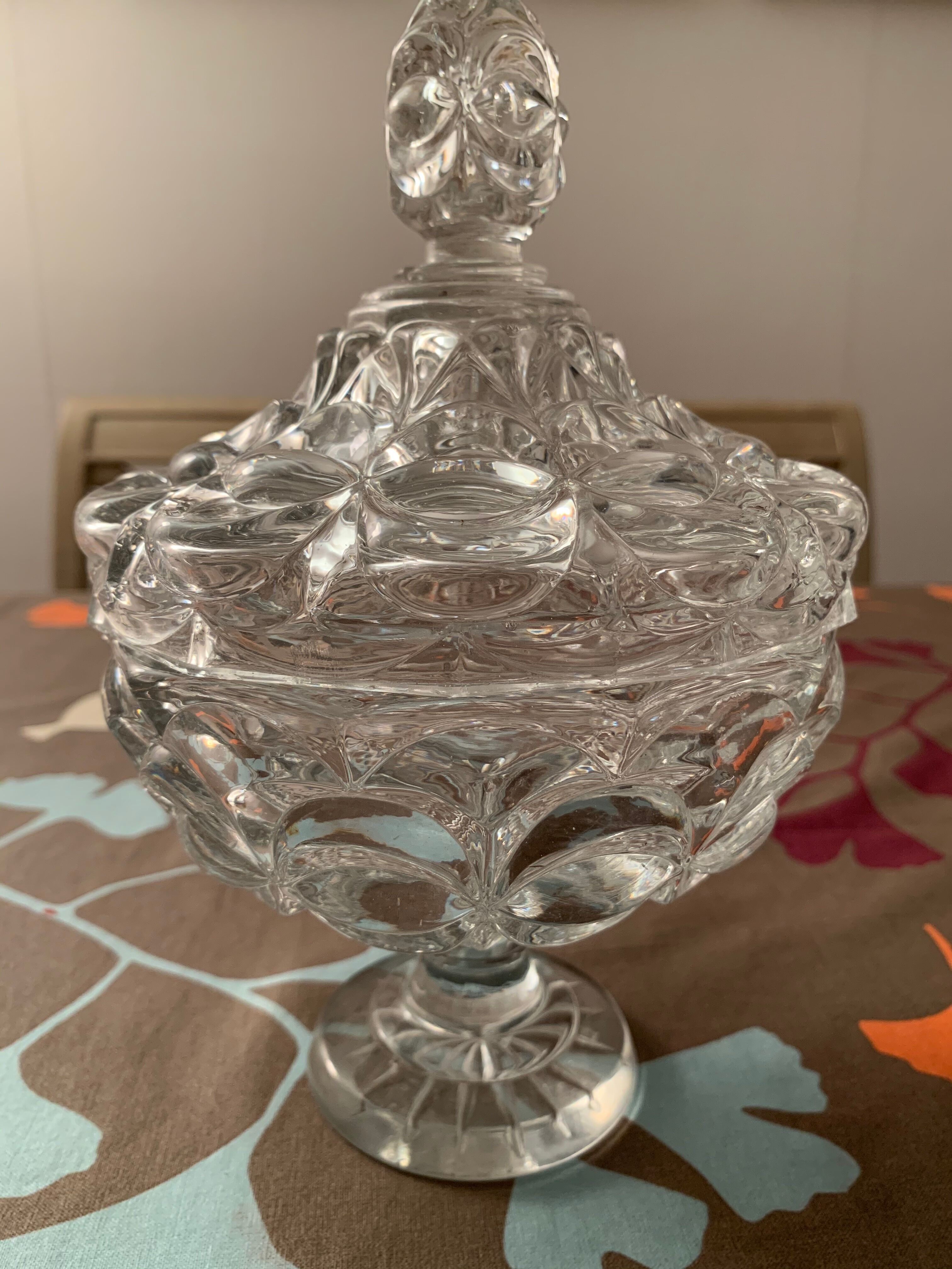19th century molded crystal drageoir