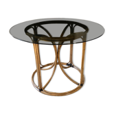 Bamboo dining table and smoked glass 70s
