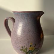 Vintage purple carafe with field flower patterns H:20cm