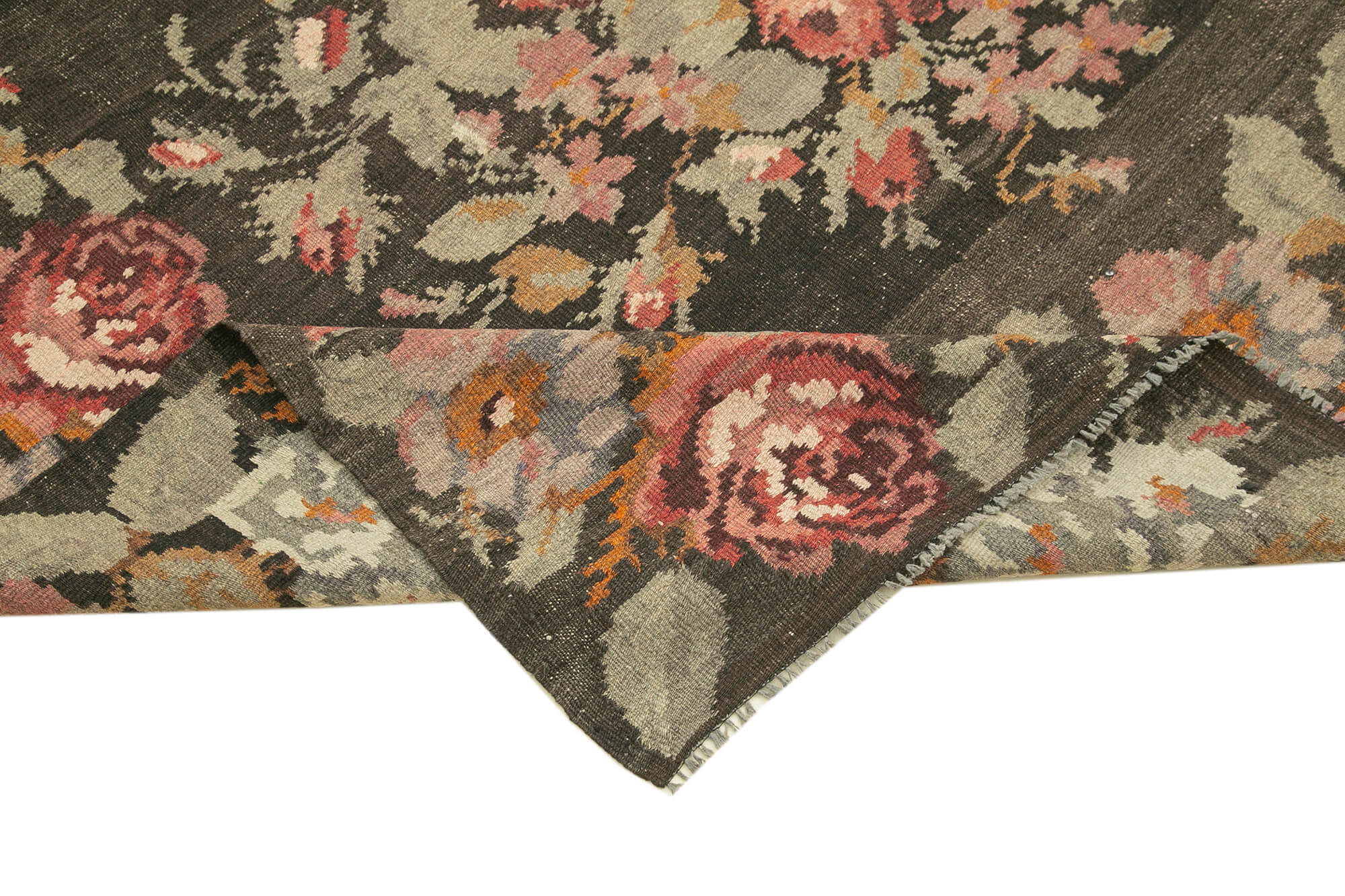 Hand-Knotted Vintage Tapestry Brown Kilim 178 cm x 270 cm - 23371