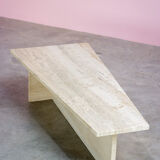 Architectural coffee table from the 70s in modernist travertine