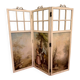 Three-panel screen in Louis XVI style with Romantic decorations and landscapes.