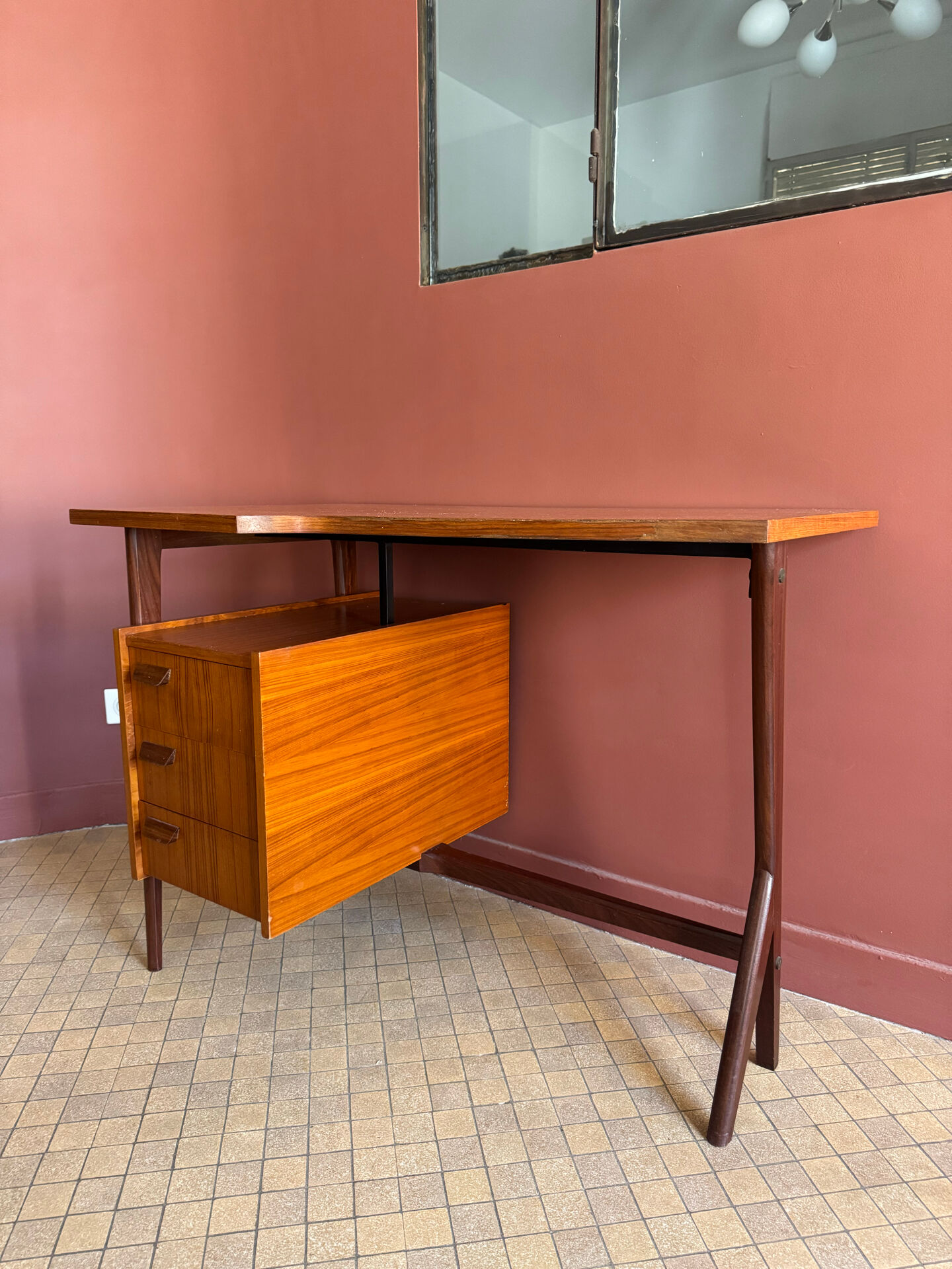 Bureau vintage teck & acajou