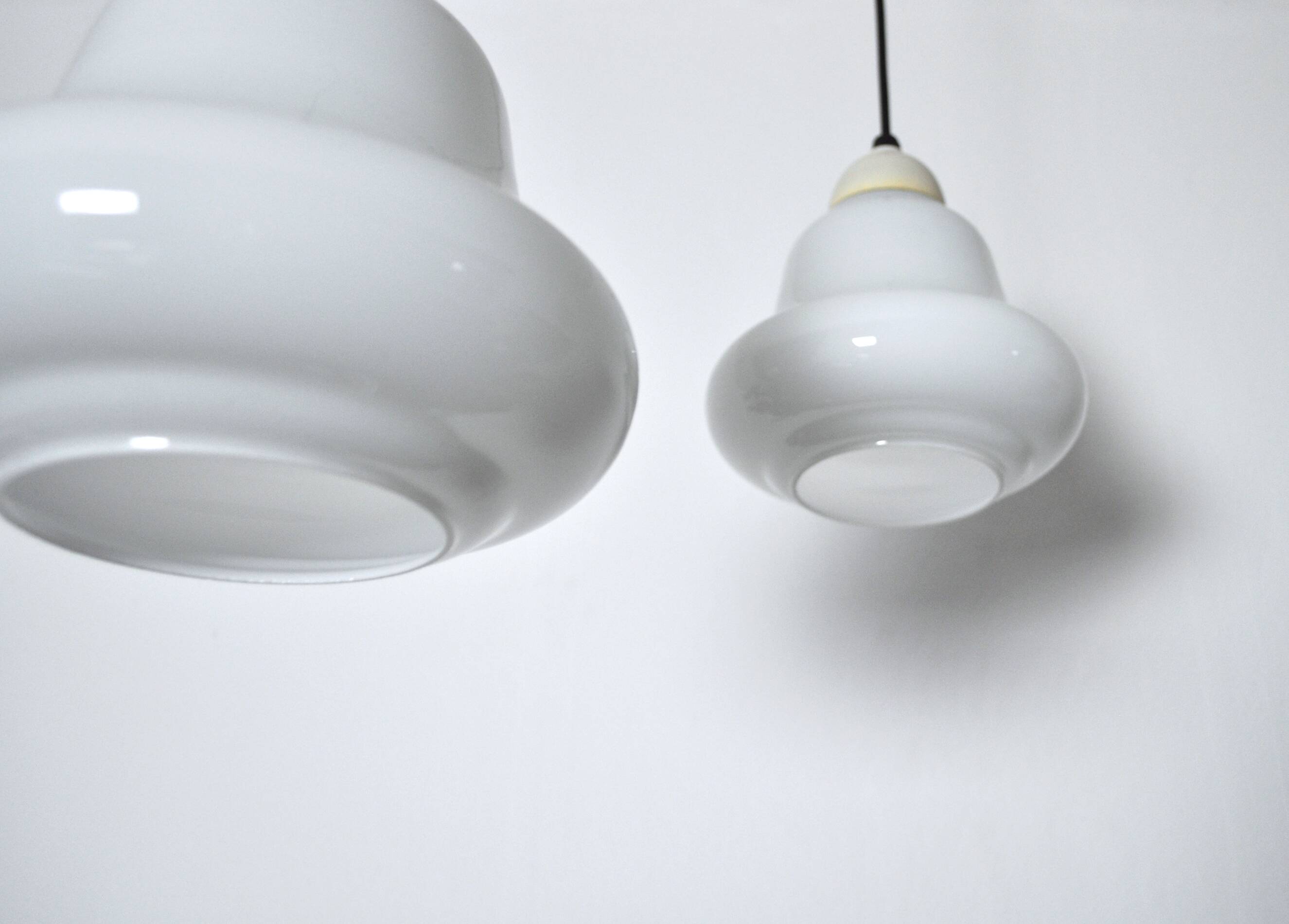 Opaline Glass Ceiling Lamps, Denmark, 1940-50s