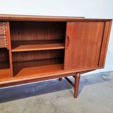 X-Large teak sideboard with tambour doors, Omer lefevre 1960s Belgium