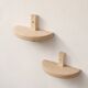 Pair of half-moon wall shelves in solid oak