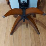 American armchair solid oak and swivel and tilting leather early twentieth fully restored