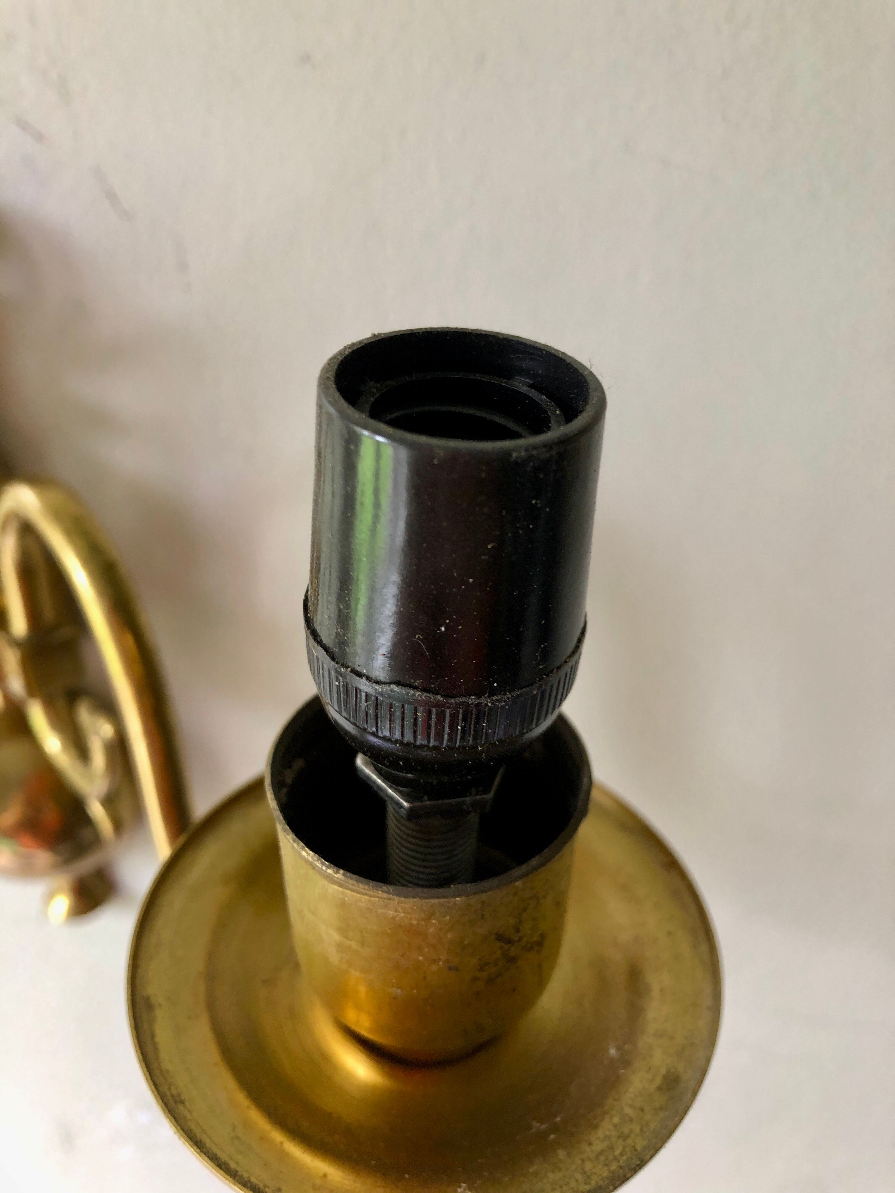 Pair of double sconces in gilded brass 1950