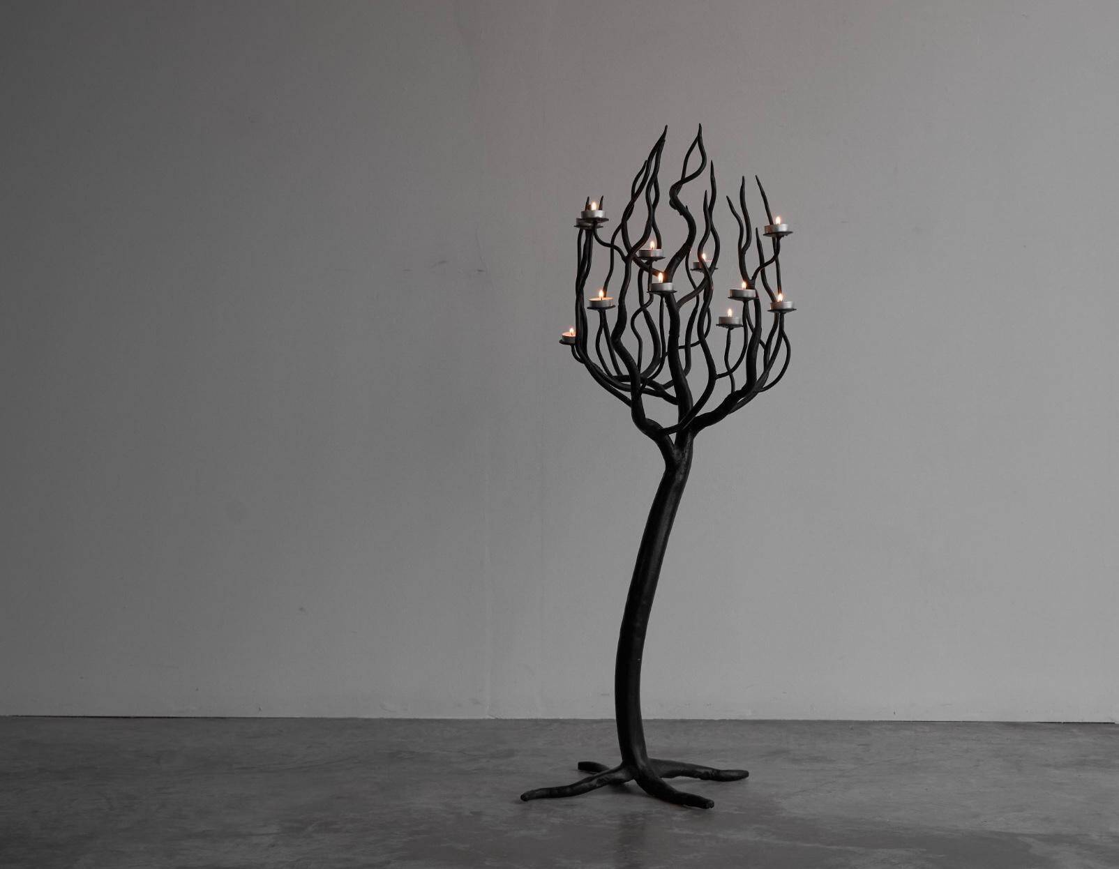 Large chandelier tree forged steel handmade 1970s