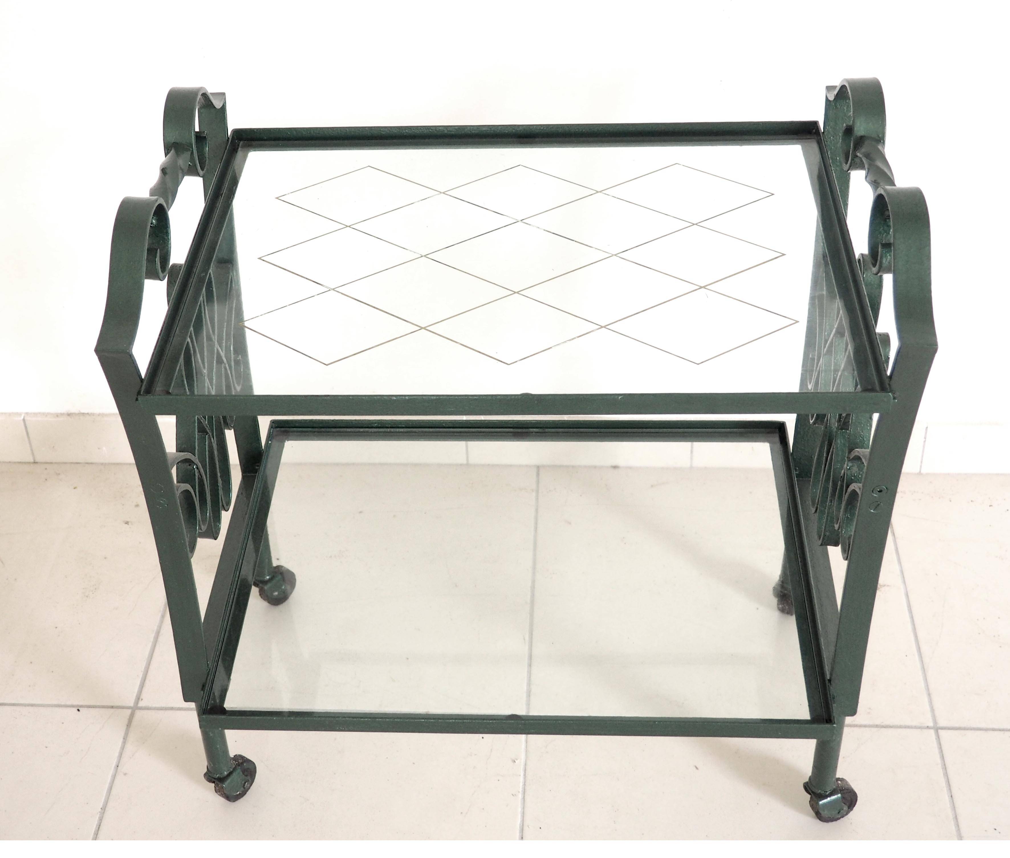1950s wrought iron serving trolley