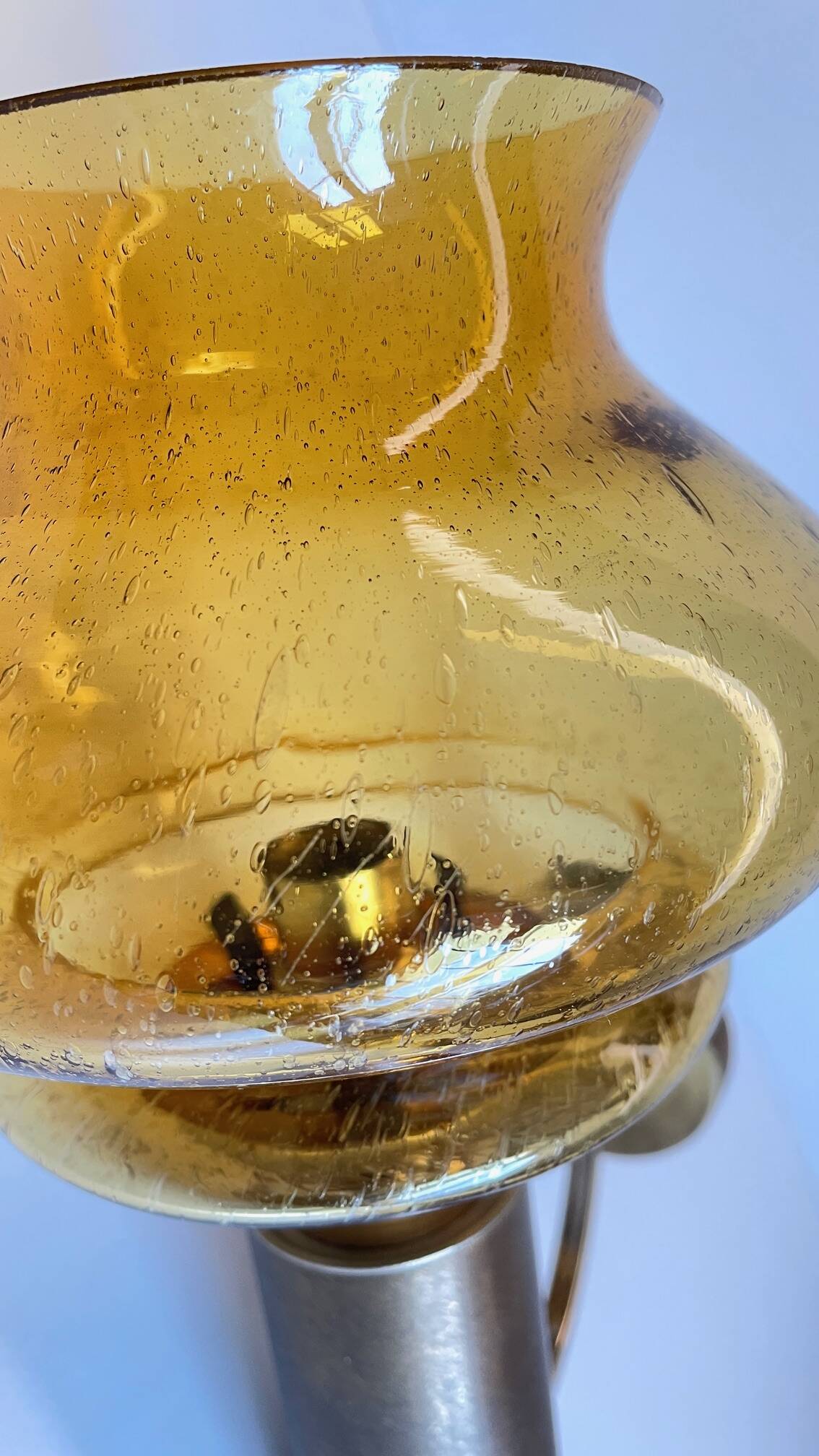 Vintage bubble glass brass applique