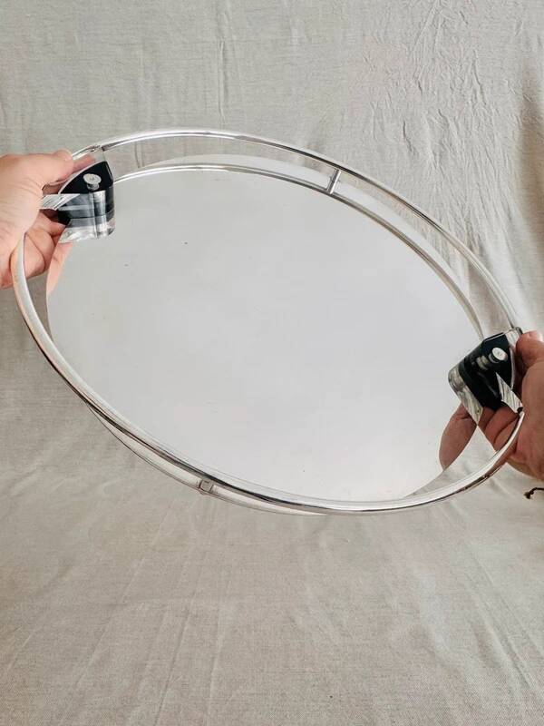 Vintage Rede Guzzini silver metal oval tray